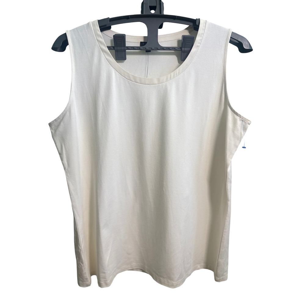 Talbots Woman Ivory Cream Scoop Neck Sleeveless Tank Top Plus Size 1X NWT